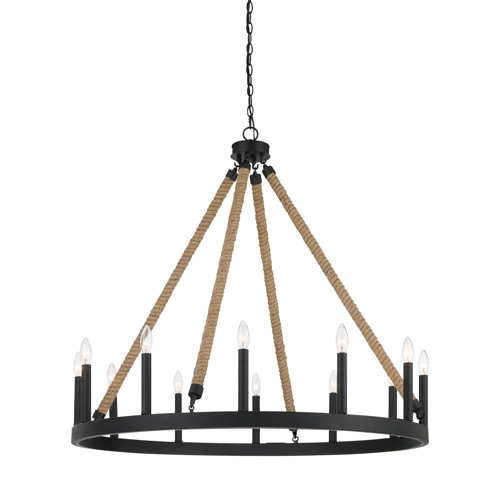 Gracie Oaks Finchley 12 Light Dimmable Wagon Wheel Chandelier Wayfair